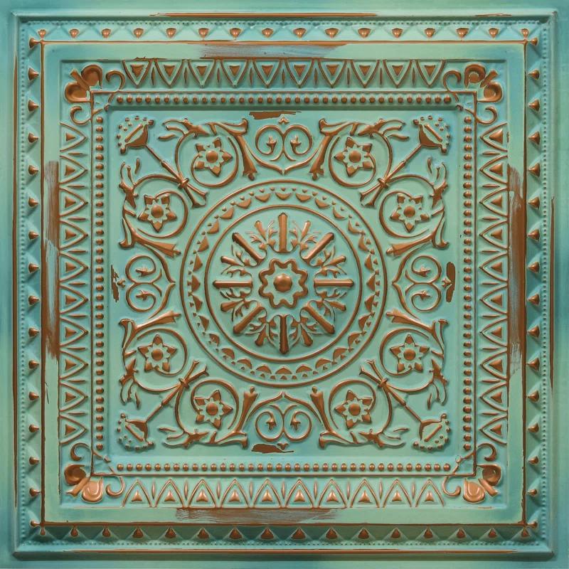 Marseille 24'' W Textured PVC Drop-In Ceiling Tile In Antique Gold