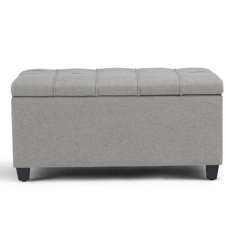 Simpli Home Sienna 33"W Upholstered Storage Ottoman Bench with Lift-Up Tufted Top