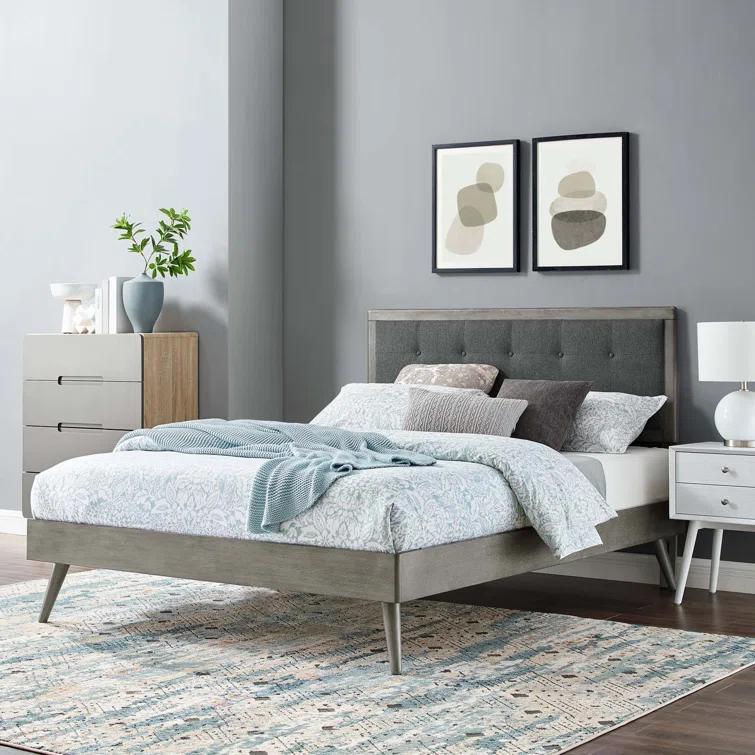 Modway Willow Wood Platform Bed with Splayed Legs