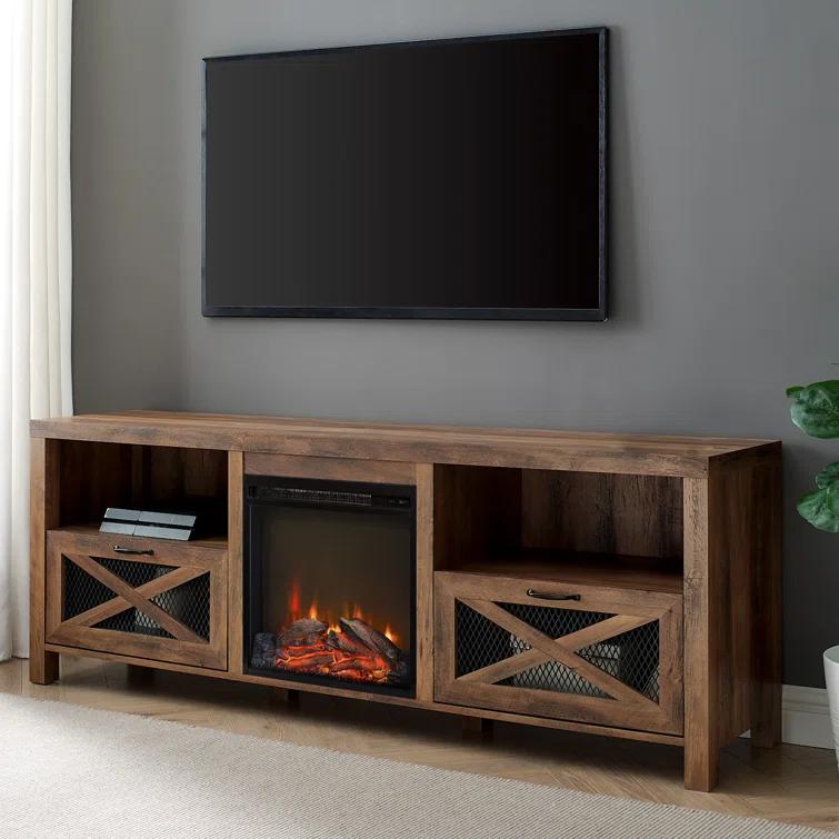 Gracie Oaks Tansey 70" Media Console with Electric Fireplace