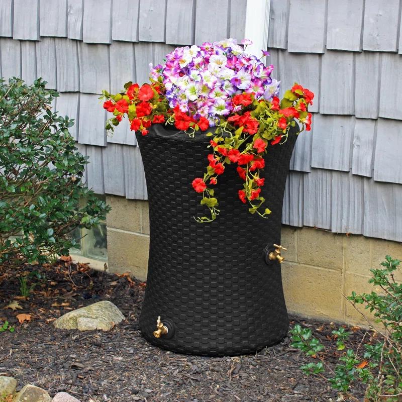 Good Ideas Good Ideas 50 Gallons Plastic Drainable Dual Overflow Planter Rain Barrel