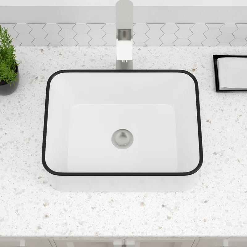 16"X12" White Ceramic Bathroom Vessel Sink Rectangle Bowl Vanity Sink