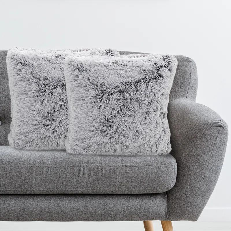 Cheer Collection Faux Fur Throw Pillow (Set of 2)