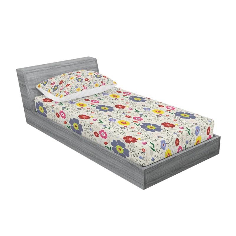 Ambesonne Microfiber Floral Sheet Set