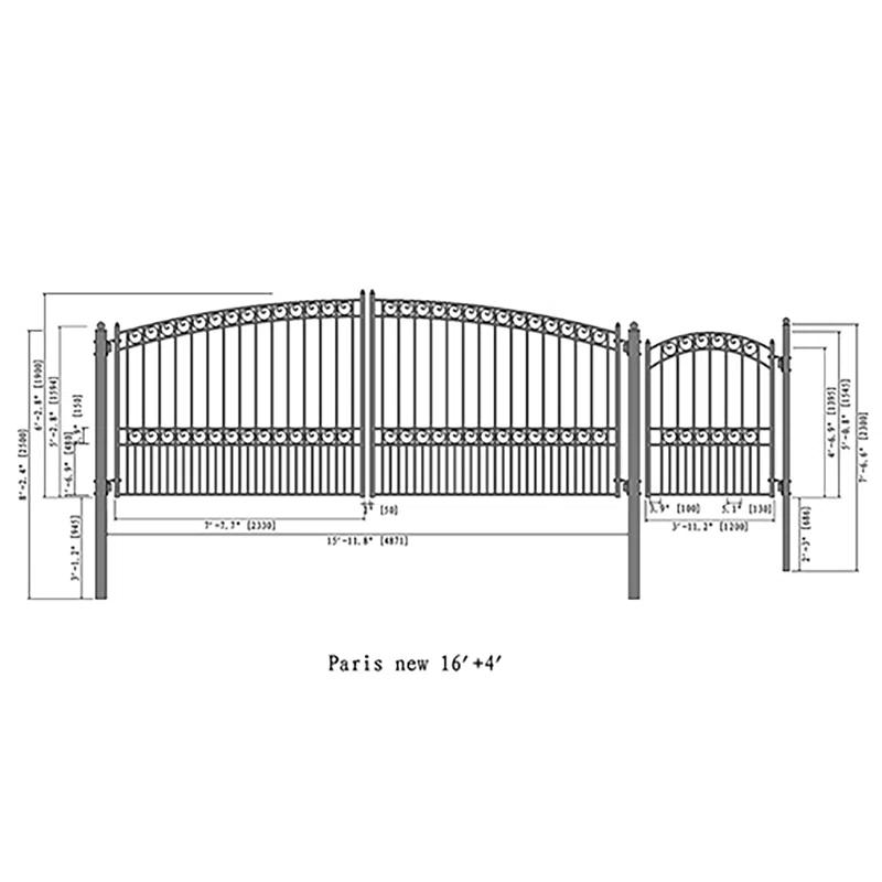 ALEKO 6 ft. H Paris Metal Driveway Dual Swing Gate with Pedestrian Gate