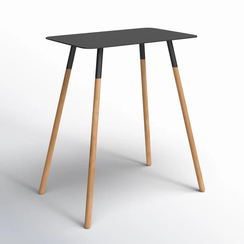 Yamazaki Home Modern Rectangular Side Table For Living Room Or Small Bedside Steel + Wood End Table