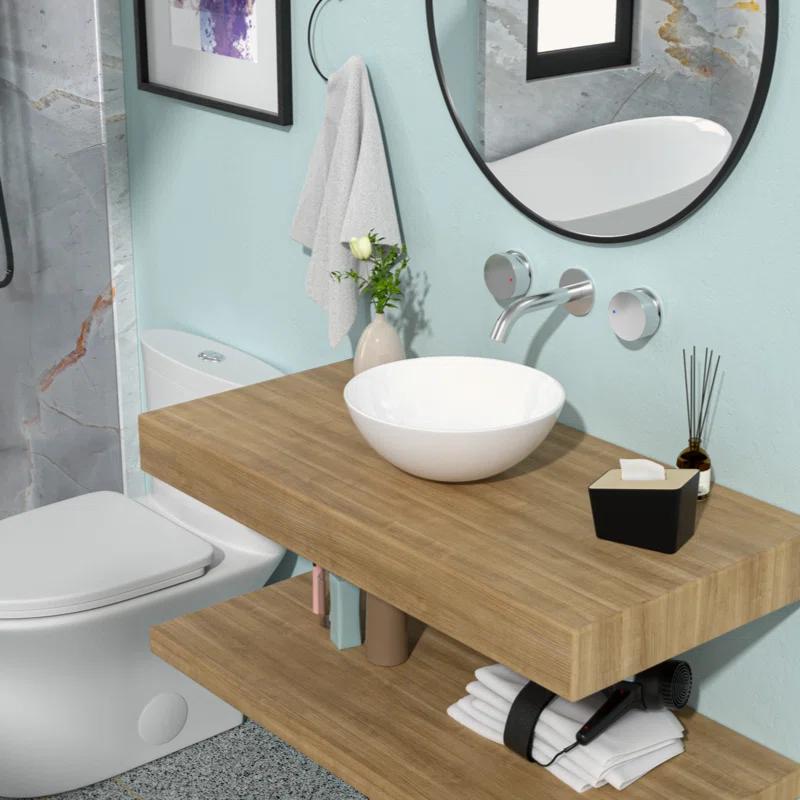 13X13 Inch White Ceramic Circular Vessel Bathroom Sink
