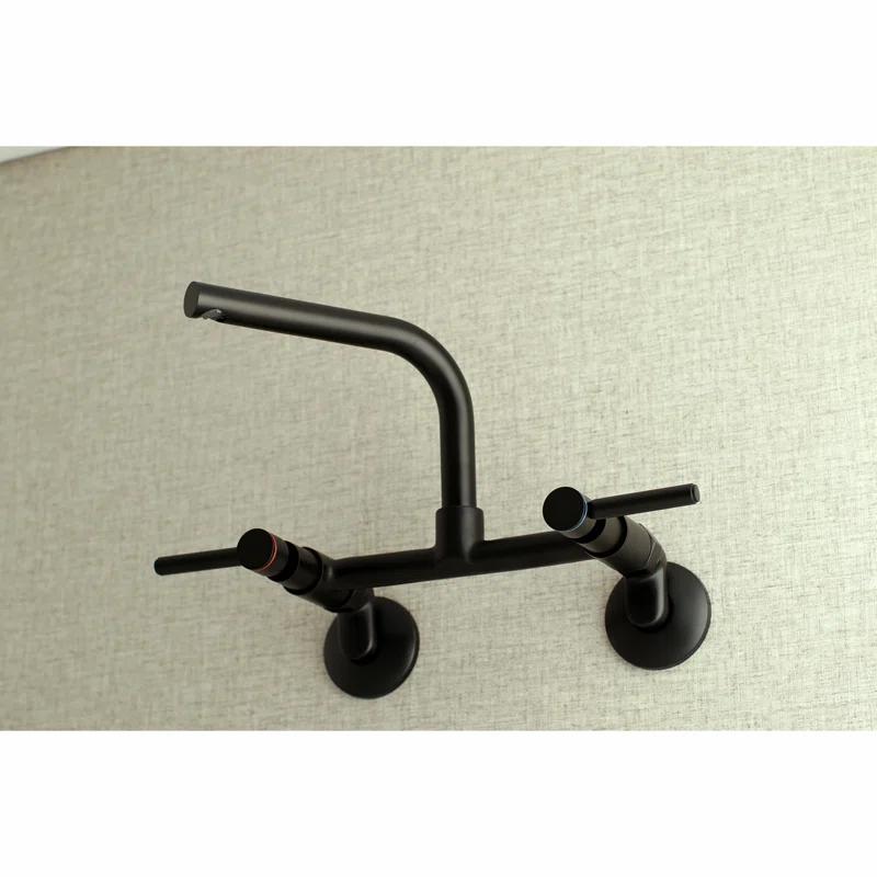 Kingston Brass KS812PN Kingston Brass Concord Double-Handle 2-Hole Wall-Mount Bridge Kitchen Faucet