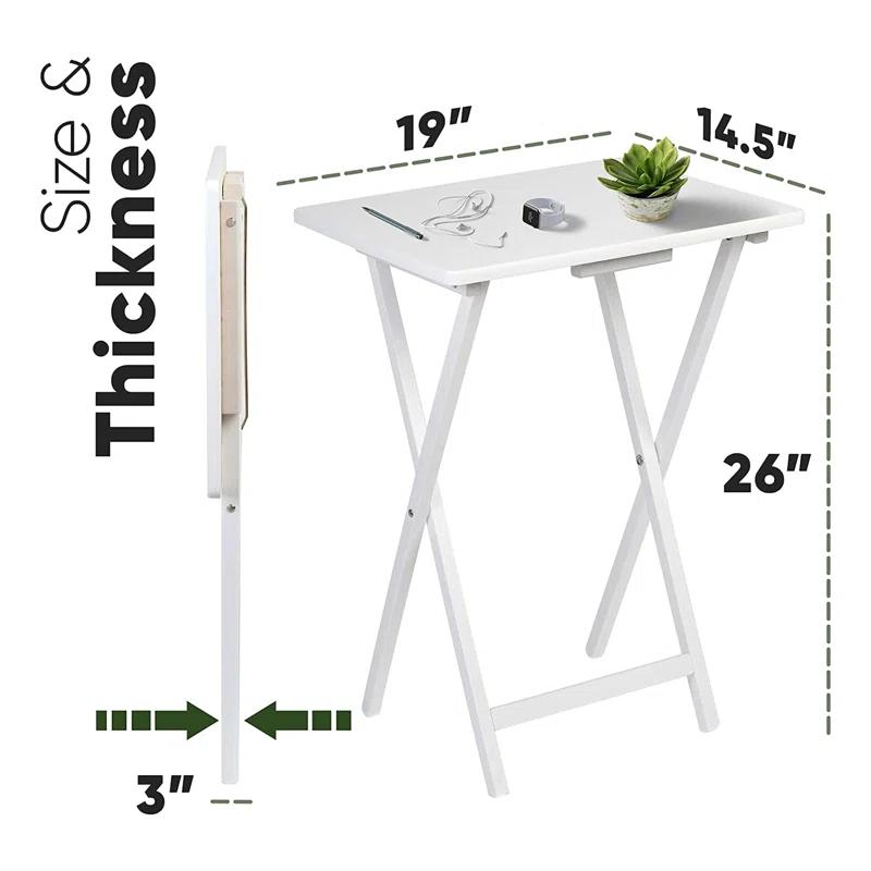 PJ Wood 19.09'' Solid Wood Rectangular Portable Folding Table (Set of 2)