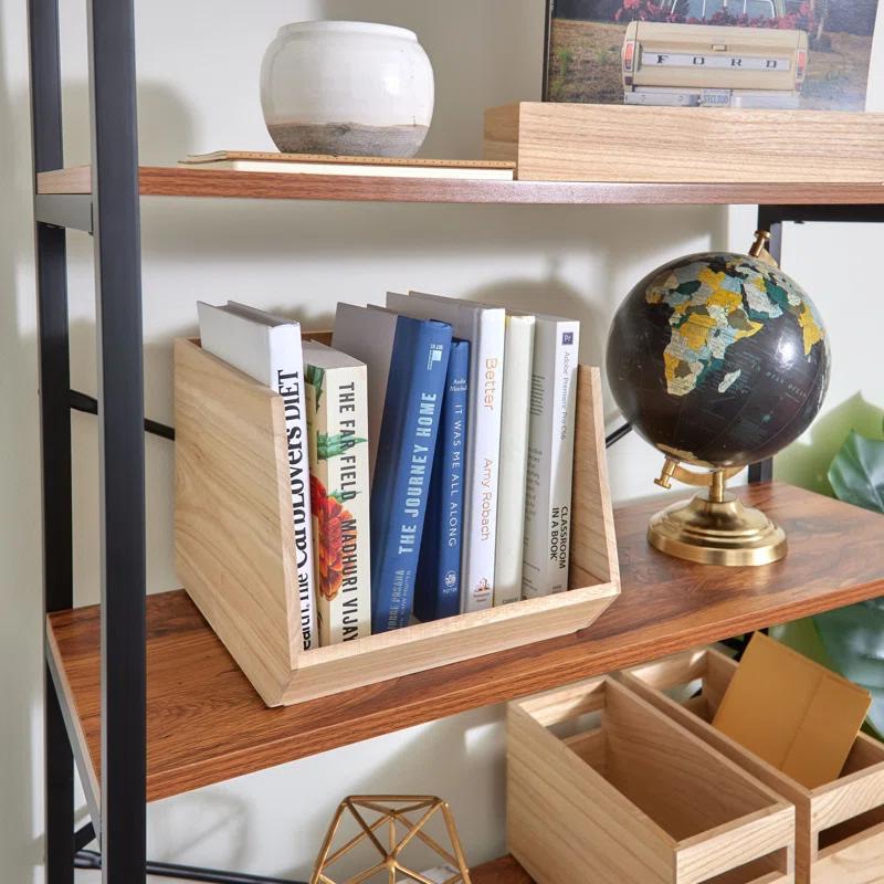 iDesign Renewable Wood Collection in Paulownia Wood Open Front Storage Bin, 11.46" x 8" x 10"