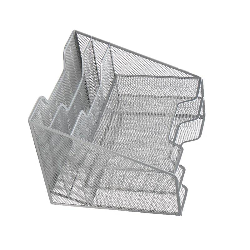 Inbox Zero Desktop Organizer, Vertical File Holder, Paper Trays, Office, Metal Mesh, 12.5"L x 11.5"W x 9.5"H