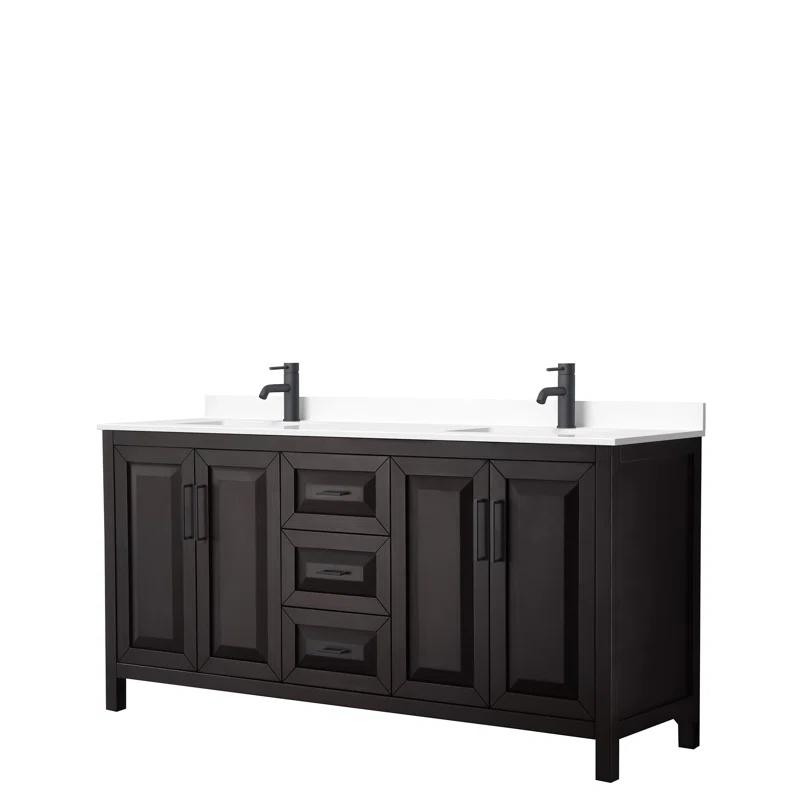 Wyndham Collection Daria 72'' Double Bathroom Vanity with Carrara Marble Top