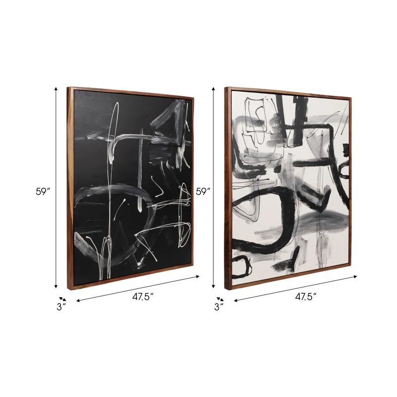 Sagebrook Home Set Of 2 95X59 Hand Painted Contemporary Art (Set of 2)