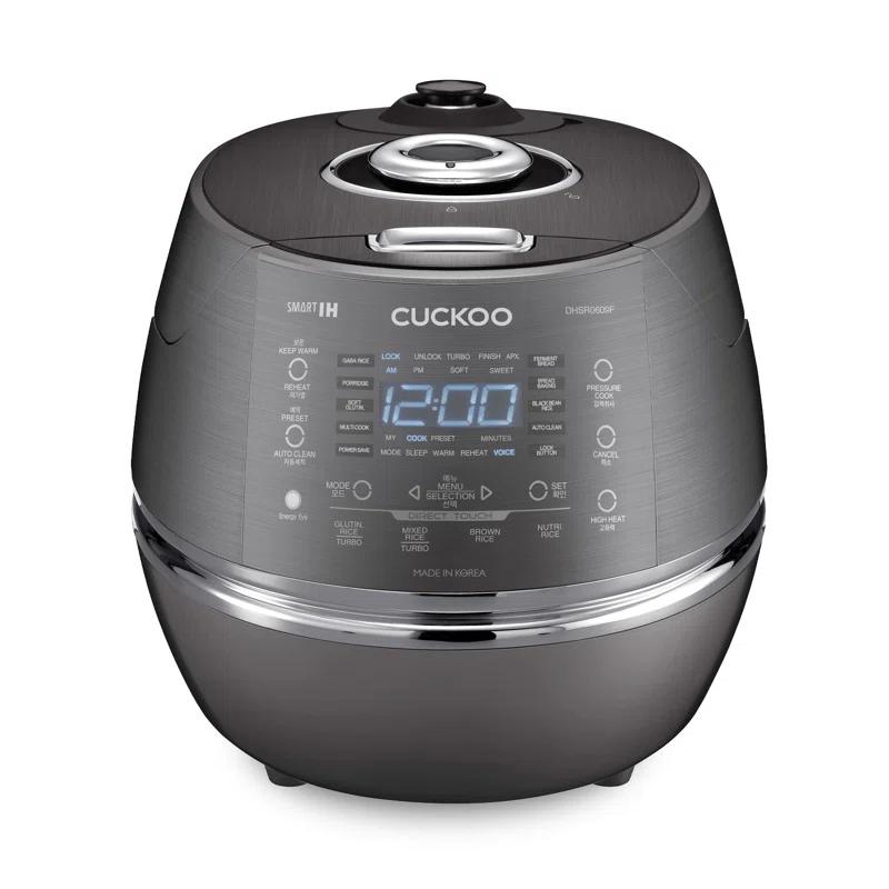 CUCKOO 6-Cup Induction Heating Pressure Rice Cooker with Nonstick Inner Pot, 21 Menu Modes, Fuzzy Logic Tech, 3 Voice Guide, Auto Clean (Dark Grey) CRP-DHSR0609FD