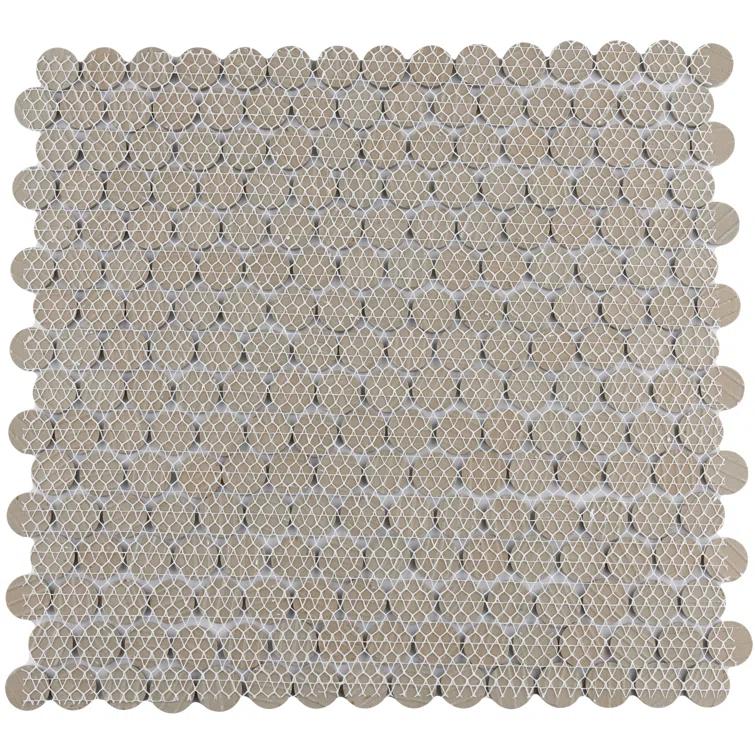 Merola Tile Hudson Penny Round 11-7/8 " x 12-5/8 " Porcelain Mosaic Floor & Wall Tile