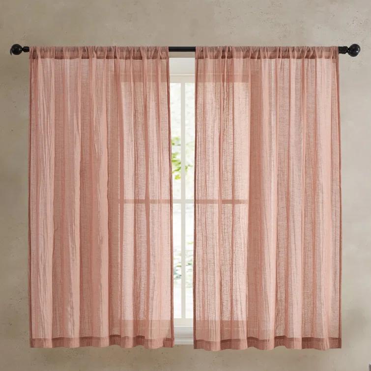 Solid Semi-Sheer Curtain Panels (Set of 2)