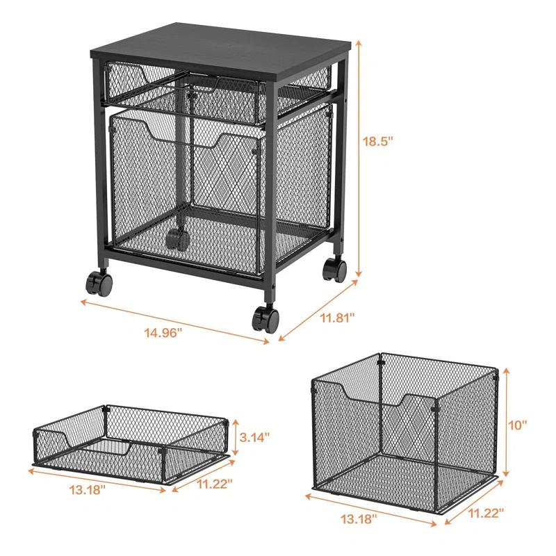 Rolling File Cabinet Cart,Printer Stand with 2 Drawers,Mobile Filing Cabinet on Lockable Wheels