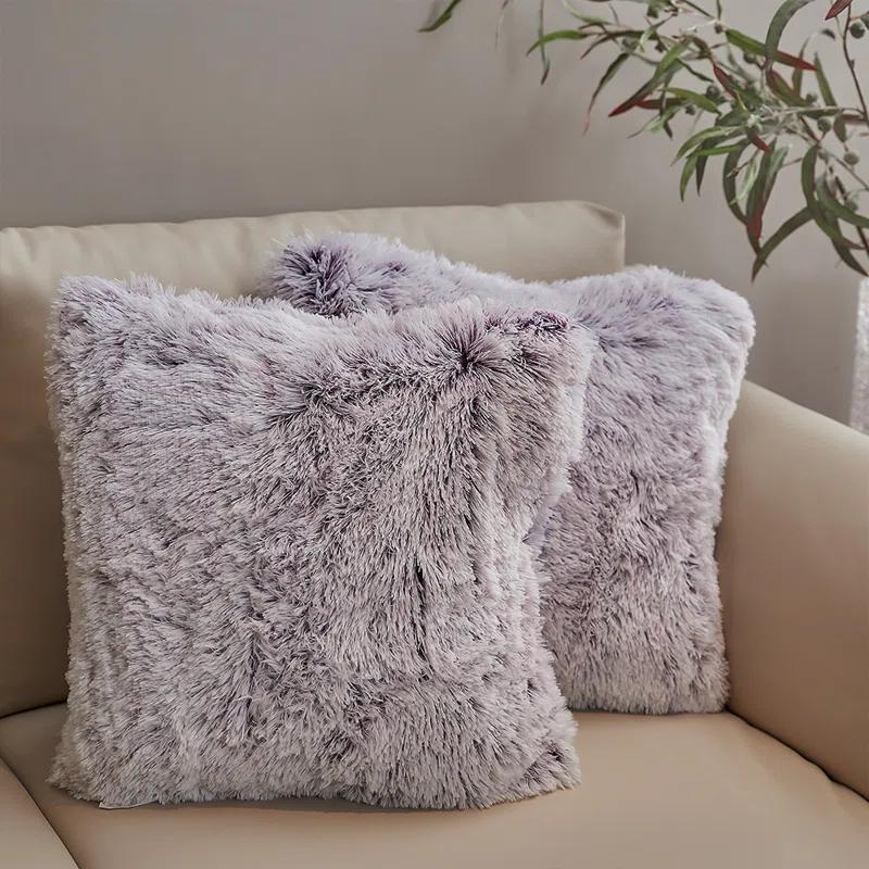 Cheer Collection Faux Fur Throw Pillow (Set of 2)