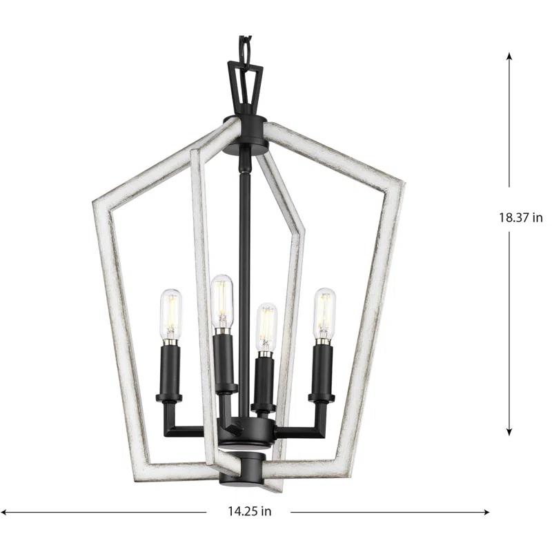 Progress Lighting 4 - Light Dimmable Square / Rectangle Chandelier