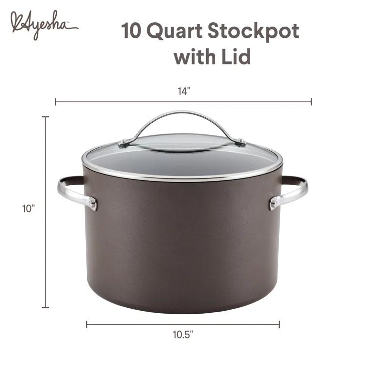 Ayesha Curry Ayesha Curry Professional Hard Anodized Collection Nonstick Stockpot Saucepot with Lid, Charcoal