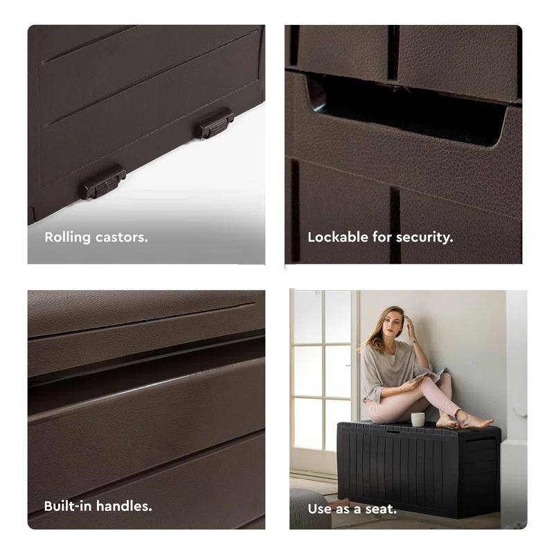 NATIONAL WINDOW 71 Gallon Resin Outdoor Storage Box For Patio Storage Mats, Throw Pillows, Garden Tools And Pool Floats