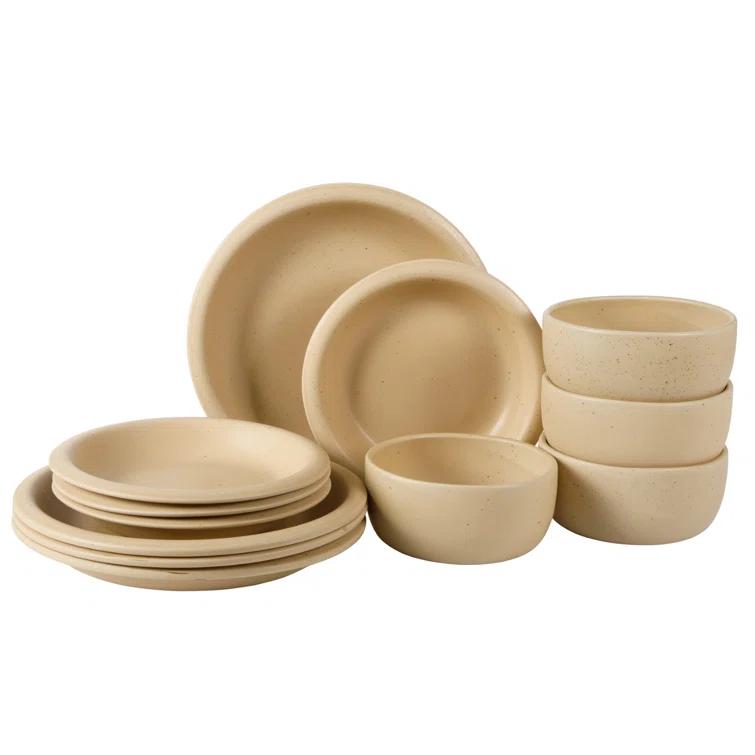 bloomhouse Bloomhouse Corsica Clay 12 Piece Stoneware Reactive Glaze Dinnerware Set