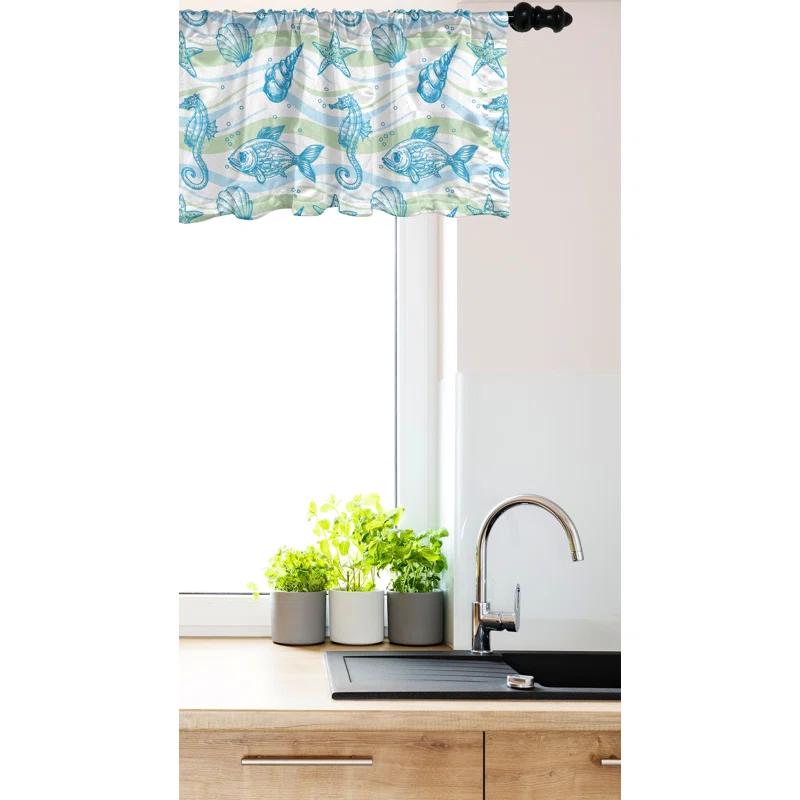 Ambesonne Ambesonne Nautical Valance Pack of 2 Ocean Shell Starfish - Mint Blue