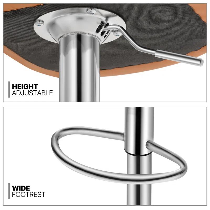 Latitude Run® Adjustable Swivel Bar Stools, Faux Leather Counter Height Barstools Dining Chairs with Footrest (Set of 2)