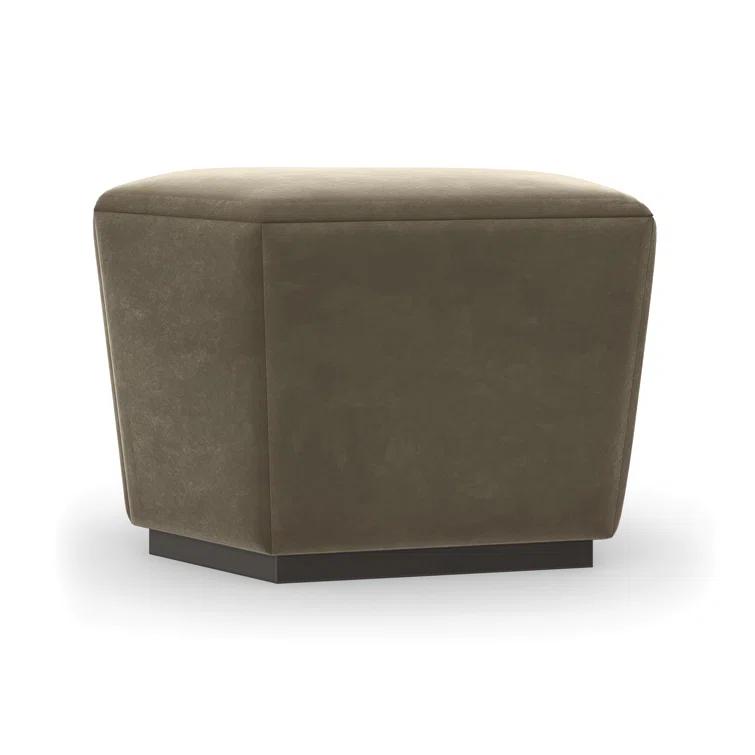 Dark Brown Mohair Upholstered Faceted Storage Ottoman