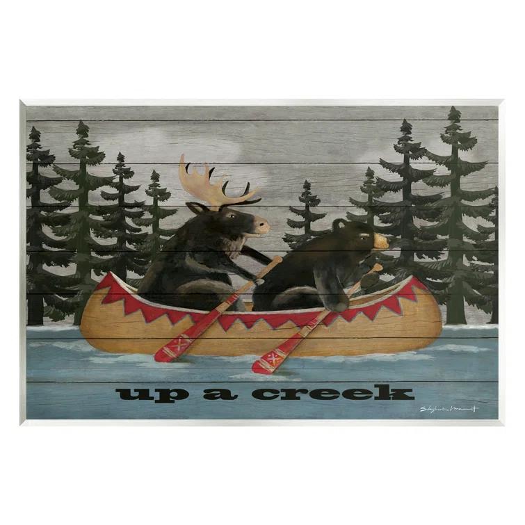 Stupell Industries " Up A Creek Woodland Cabin Canoe " by Stephanie Workman Marrott