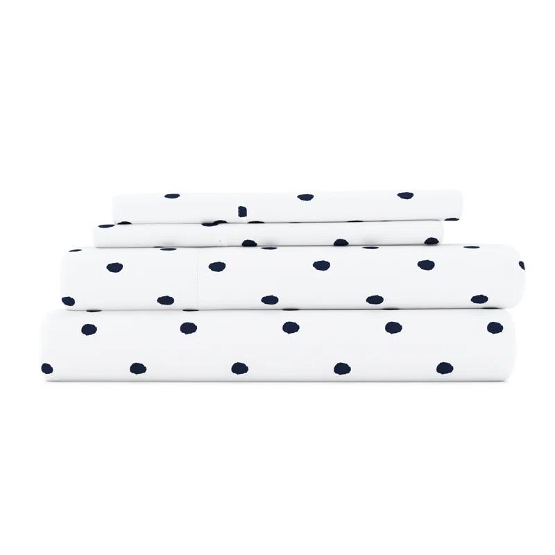 IEnjoy Home Polka Dots Navy & White Pattern Sheet Set