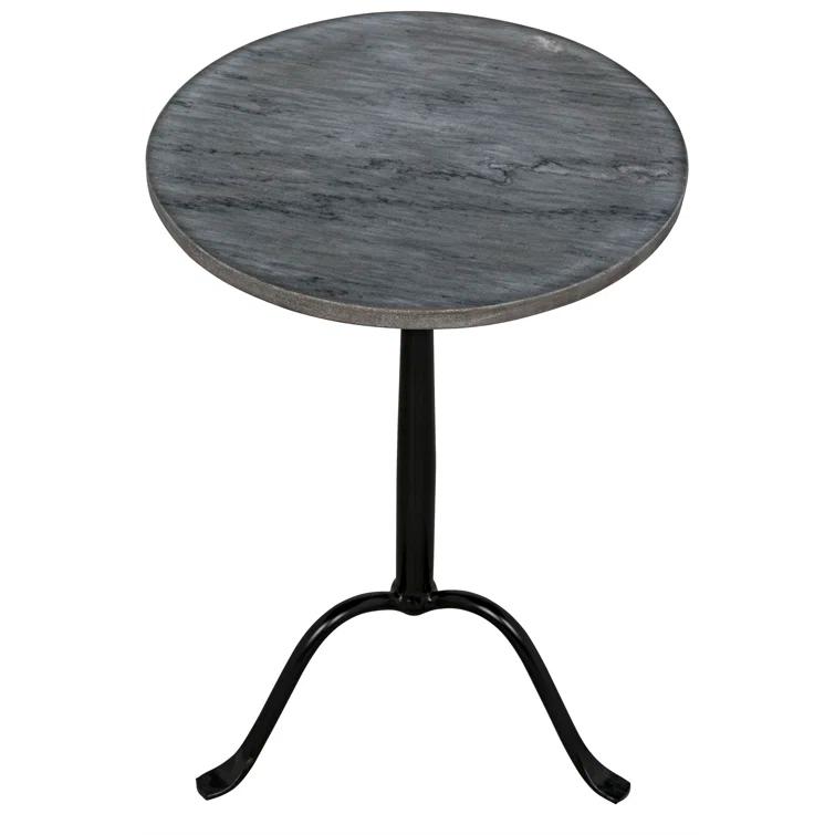 Alfano Round Side Table - Black and Gray Marble