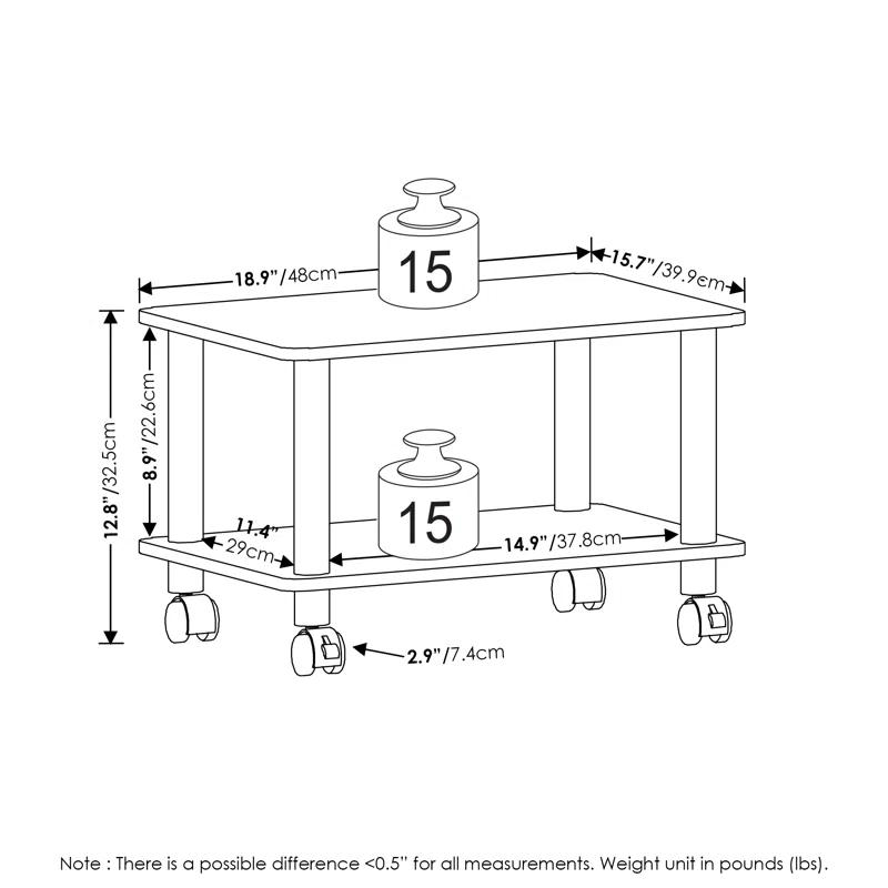 Furinno Econ 12.8'' H x 18.9'' W Printer Stand with Wheels