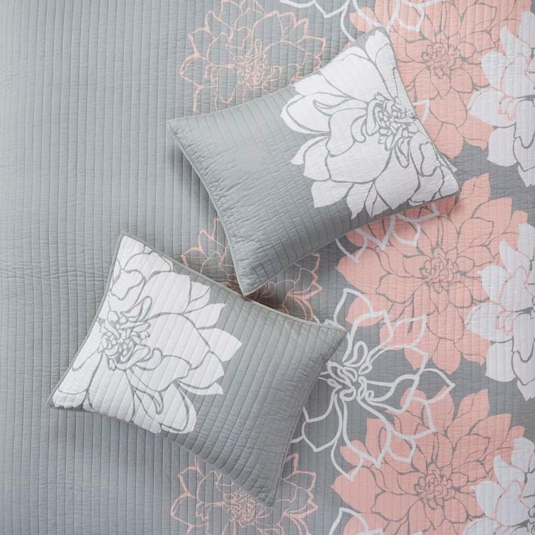 Madison Park Lola Floral 6 Piece Reversible Cotton Quilt Set
