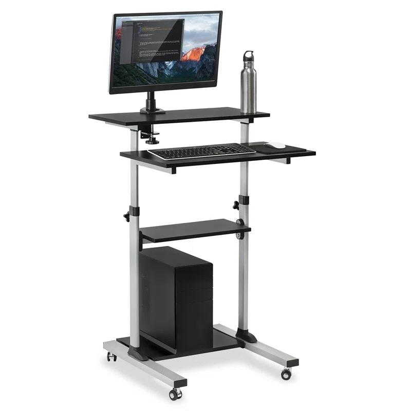 Mount-it Mount-It! Mobile Standing Desk and Rolling Presentation Cart ,27.5-Inch Platform, Locking Wheels