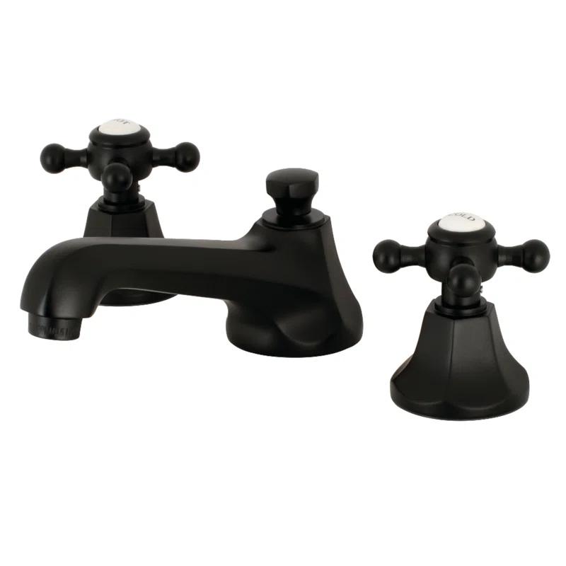 Kingston Brass KS4460BX Kingston Brass Metropolitan Two-Handle 3-Hole Deck Mount Widespread Bathroom Faucet with Brass Pop-Up Drain