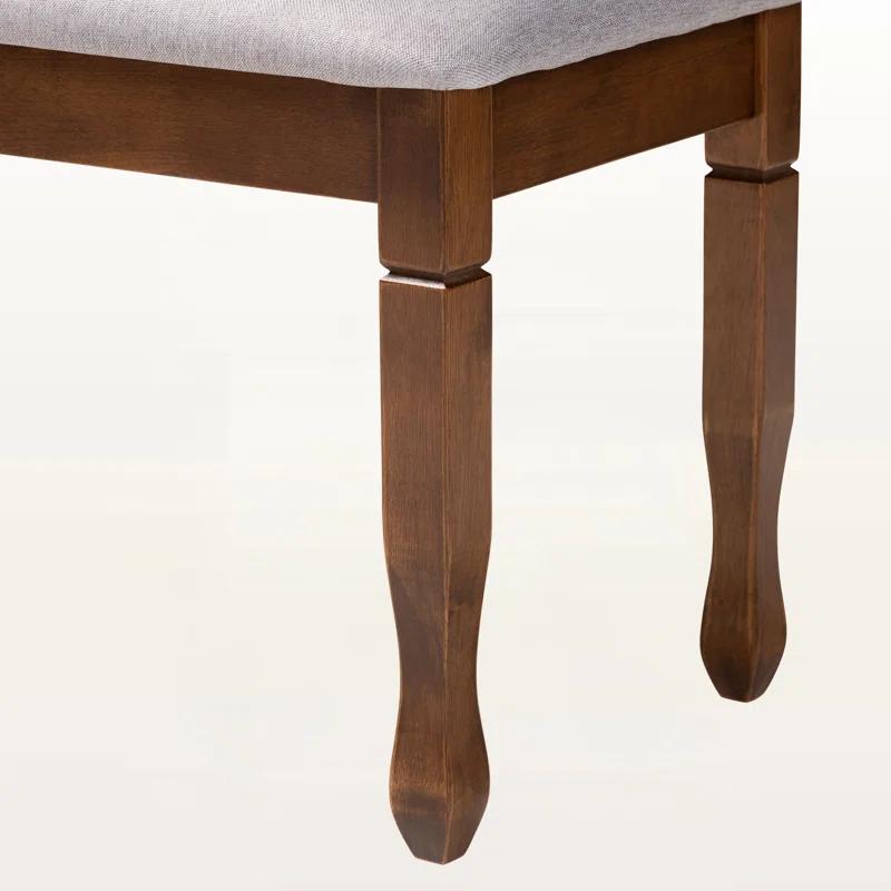 Charlton Home® Gethyn Grey Fabric Upholstered Bench With Walnut Brown Finished Wood, 18.9'' H X 47.8'' W X 16.1'' D