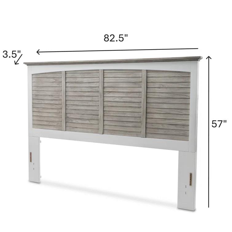 August Grove® Timeless Elegant King Headboard with Distressed Dapple Grey and White Finish, Solid Mindi Wood Frame, Anti-Tipping Safety Device, Versatile Casual Style for Serene Bedroom Ambiance