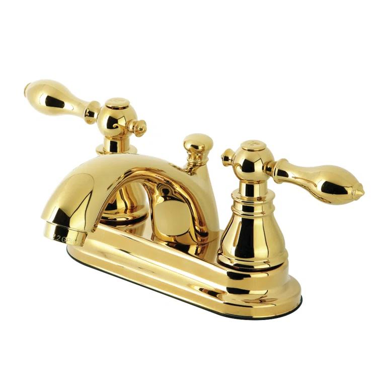 Kingston Brass Kingston Brass American Classic Two-Handle 3-Hole Deck Mount 4" Centerset Bathroom Faucet with Plastic Pop-Up KB2602ACL
