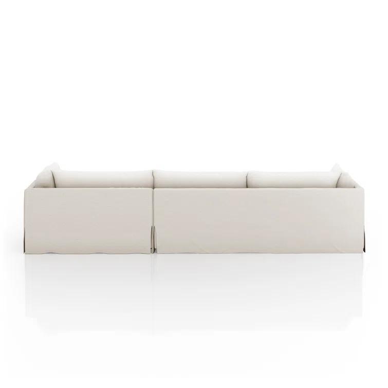 Nimbus Beige Linen 115'' Slipcover Chaise Sectional with Shelter Arms
