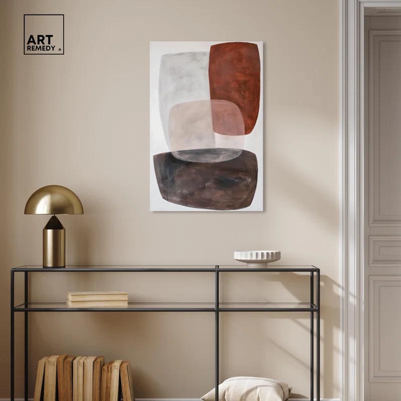 Art Remedy Dynamic Triangles Canvas Earthy Abstract Art by Art Remedy | Wayfair
