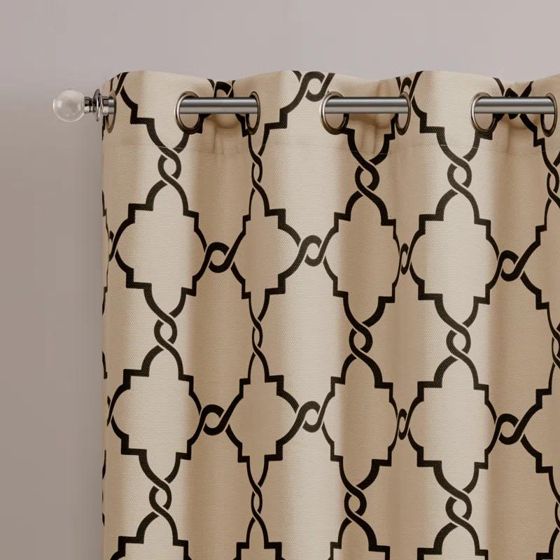 Madison Park Fretwork Print Grommet Top Single Window Curtain Panel