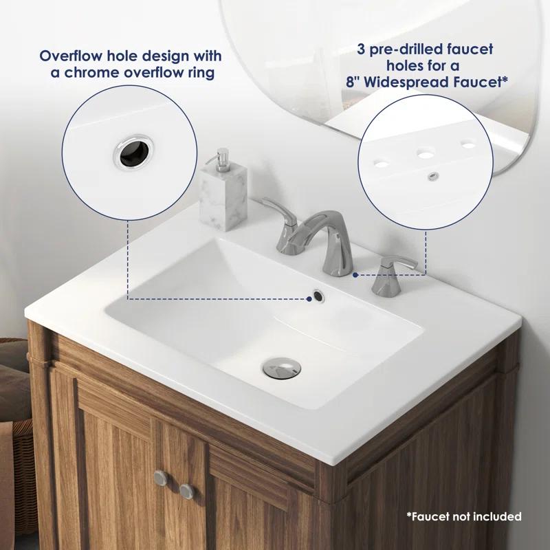 Tucson 24" W x 18" D Vitreous China Vanity Top Sink in White (Sink Only, w/o Vanity)