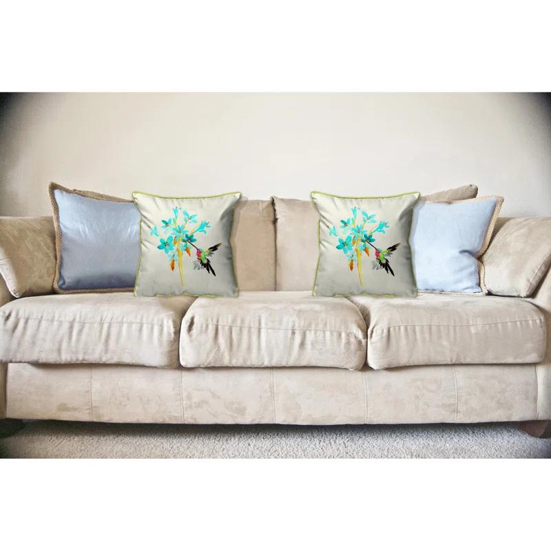 Betsy Drake Interiors Hummingbird Indoor/Outdoor Reversible Throw Pillow