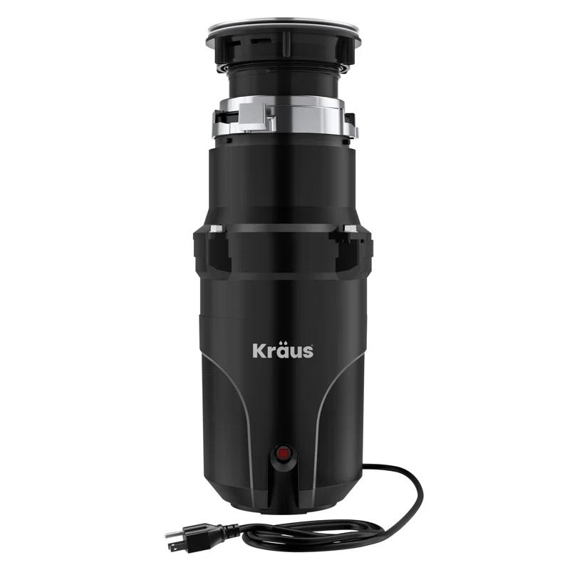 Kraus 1/3 HP WasteGuard High-Speed Ultra-Quiet Motor Garbage Disposal with Quick Connect Mount