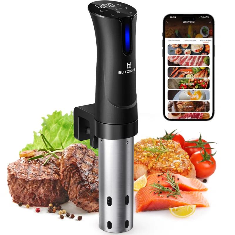 BlitzHome 1100W Sous Vide Cooker with Temperature Setting, Timer, Breath Light Reminder Function