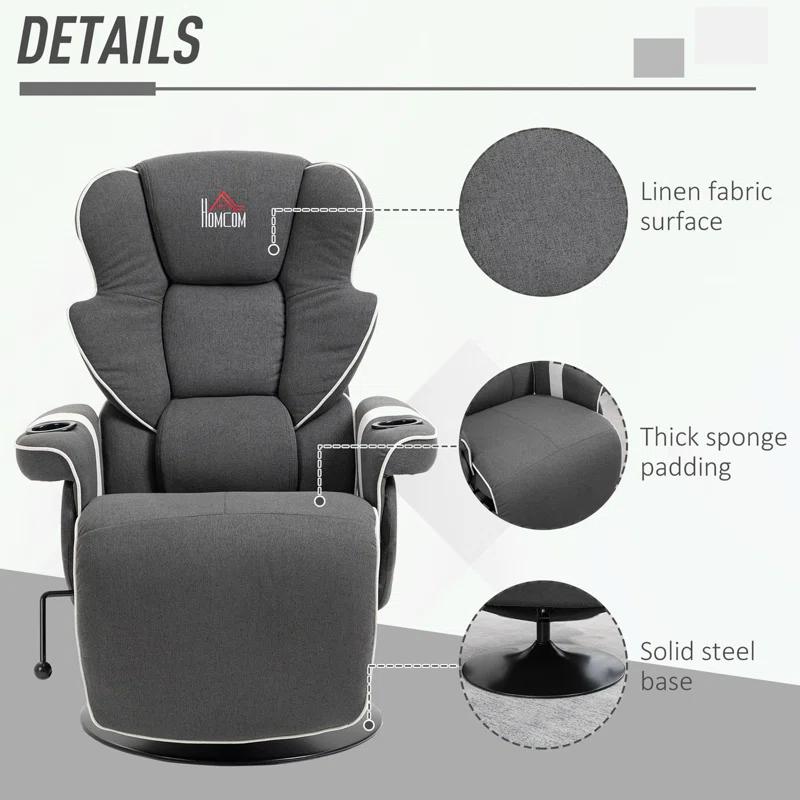 HomCom Faux Leather Manual Swivel Ergonomic Recliner | Wayfair