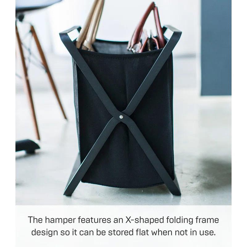 Yamazaki Home Laundry Basket - Foldable Storage Hamper Organizer, Steel, 10.9 gallons, Handles