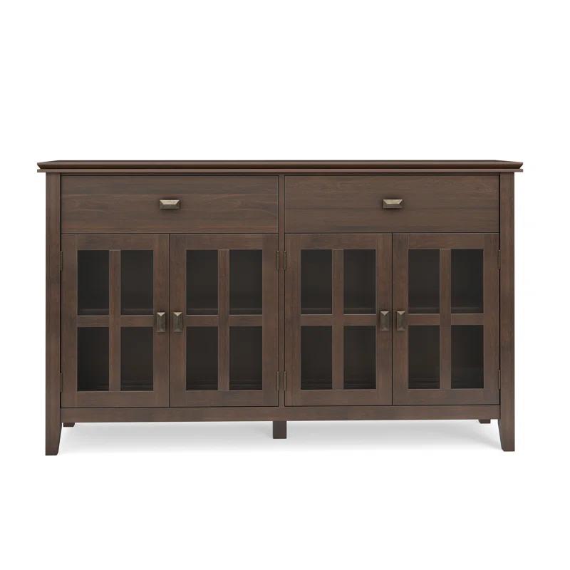 Simpli Home Artisan Solid Wood Large 4-Door Sideboard Buffet, Transitional-Style Storage Cabinet For The Dining Room, Kitchen, Or Living Room
