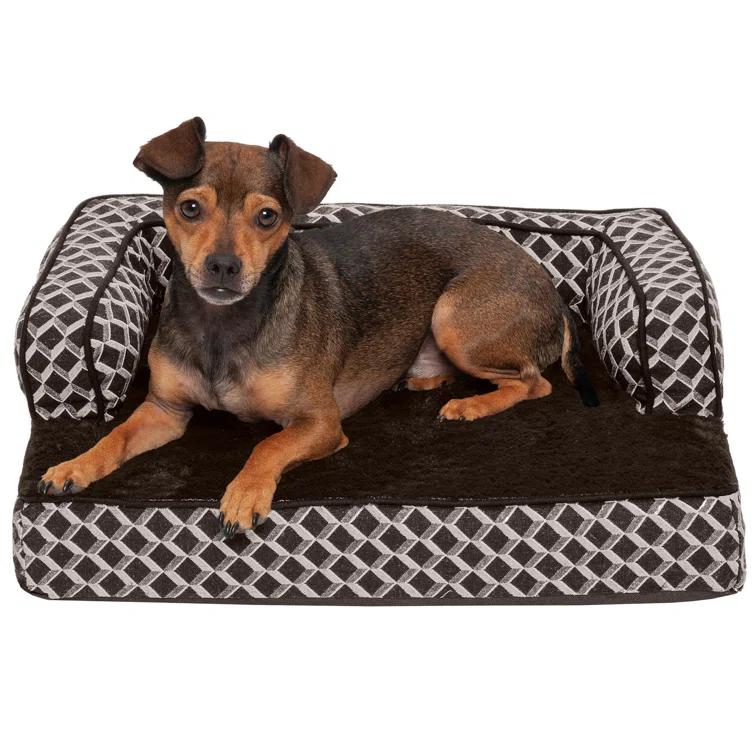 FurHaven Plush & Diamond Décor Comfy Couch Pet Bed